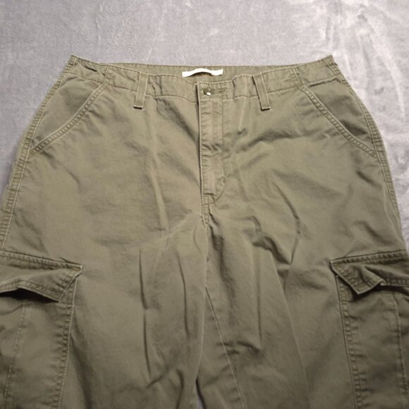 Levis 94 Baggy Womens Cargo Pants Olive Green 32 Relaxed Fit Hem Drawstrings - Picture 5 of 8